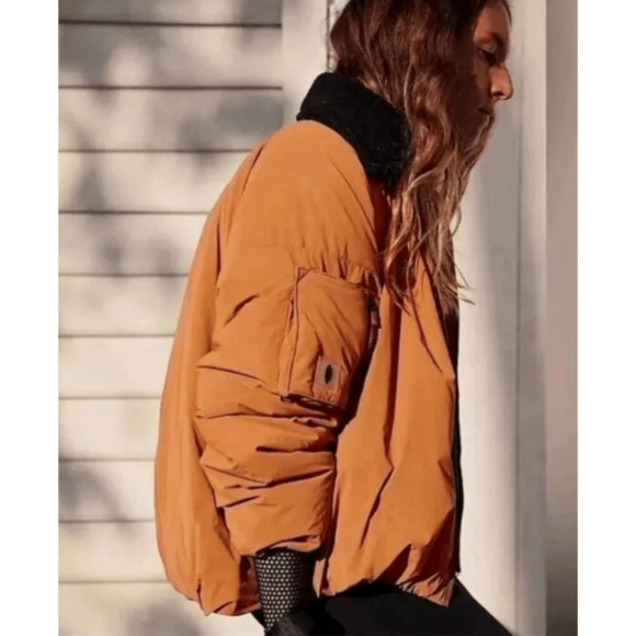 Free People Movement Outpost Bomber Jacket S Oversized Rust Brown Gorpcore - Picture 2 of 16